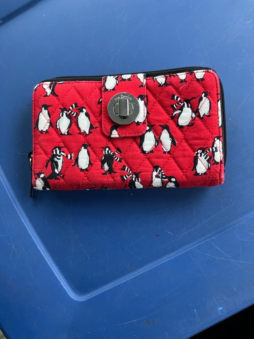 Vera Bradley Red Quilted Playful Penguin Quilted  Wallet